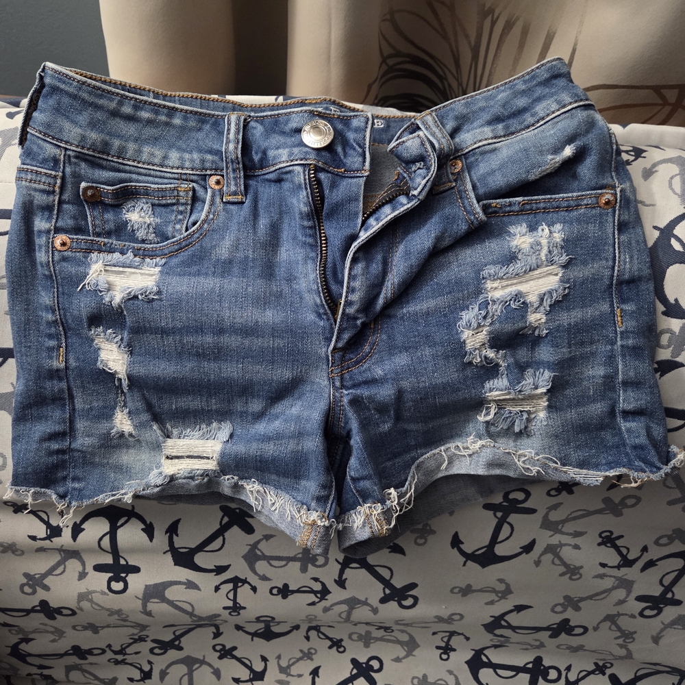 American Eagle Outfitters Ripped Blue Jean Shorts